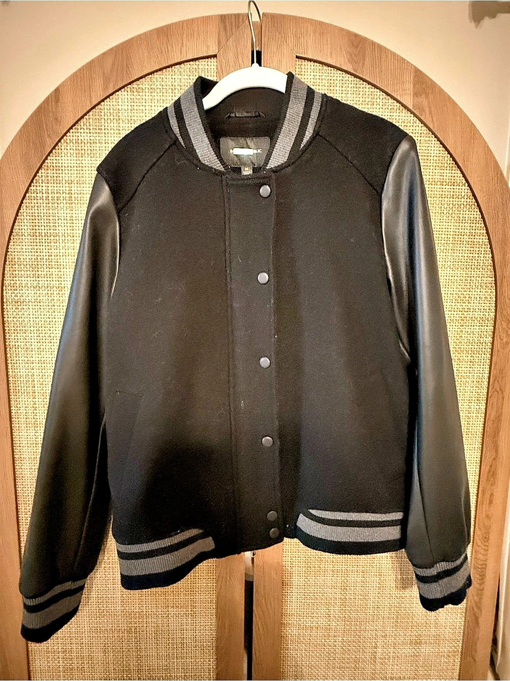 Banana Republic Black Wool Blend Varsity Jacket Size Medium